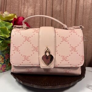Juicy Couture Monogram Crossbody Bag Pink Heart Padlock Top Handle Purse NWT